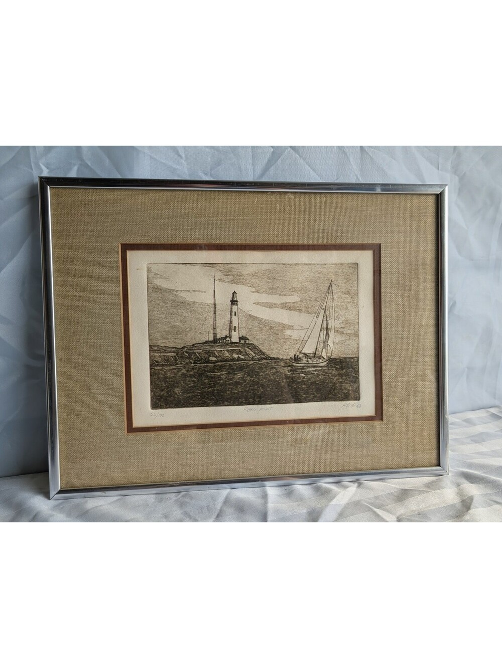 Limited Edition Keith Lee Etching 'Pigeon Point' Nautical Lighthouse Print Frame